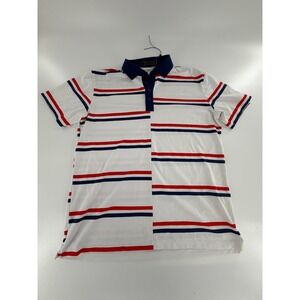 G/Fore Shirt Men's Size XL Golf Polo Offset Multi Stripe White Red Blue Stretch